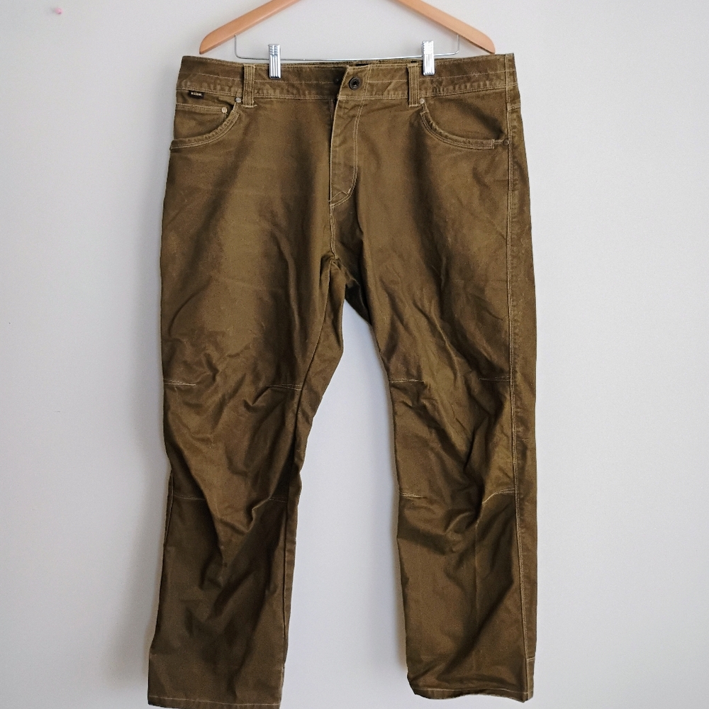 Kuhl Rydr Vintage Patina Canvas Dye Khaki Pants 38x30 Distress Fade Outdoor Moto
